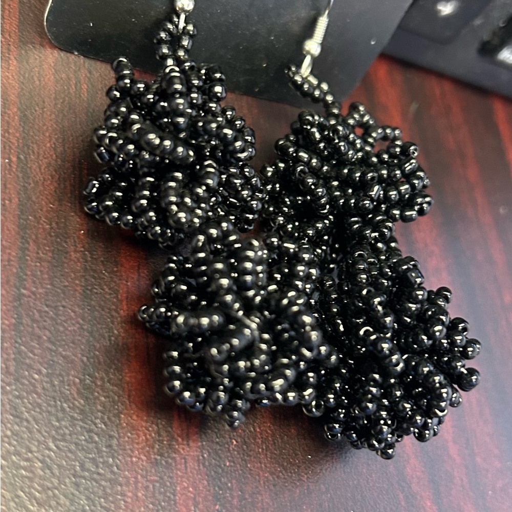 Elegant Black Beaded Earrings